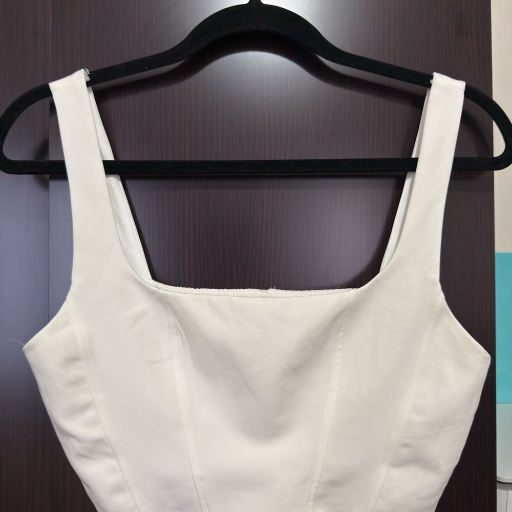 Stradivarius White Corset Textured Top